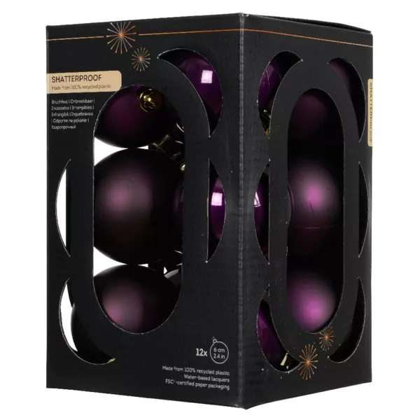 Set van 12 kerstballen (D60 mm) Aravis Vijg