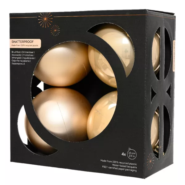 Lot de 4 boules de Nol (D100 mm) Aravis Perle