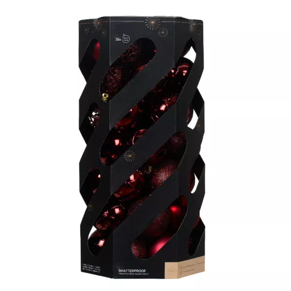 Lot de 35 boules de Noël (D60 mm) Aravis mix Bordeaux