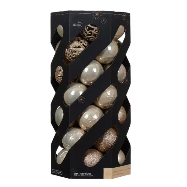 Set van 35 kerstballen (D60 mm) Aravis mix Parel