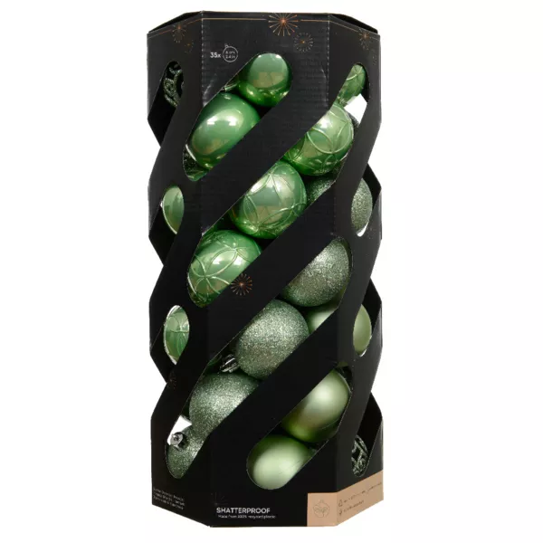 Lot de 35 boules de Nol (D60 mm) Aravis mix Vert Matcha