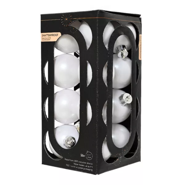 Lot de 16 boules de Noël (D40 mm) Aravis Blanc