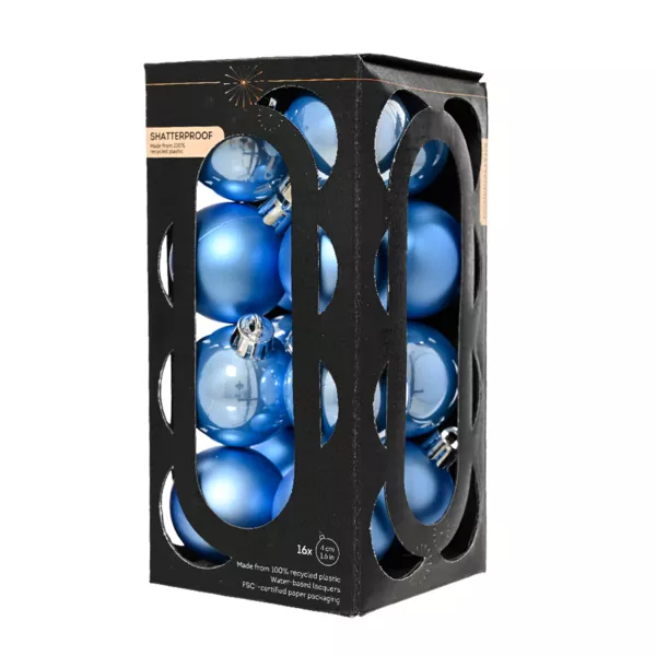Lot de 16 boules de Noël (D40 mm) Aravis Bleu ciel