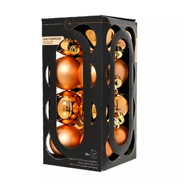 Lot de 16 boules de Noël (D40 mm) Aravis Cognac