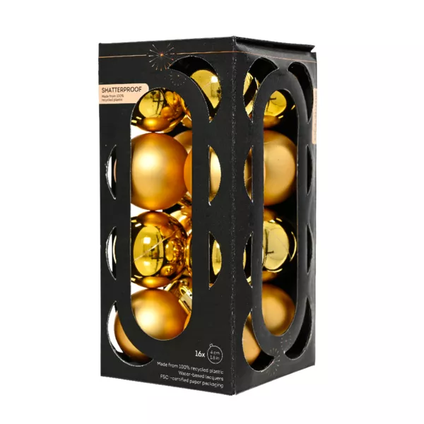 Lot de 16 boules de Noël (D40 mm) Aravis Or