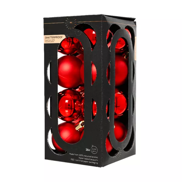 Lot de 16 boules de Noël (D40 mm) Aravis Rouge