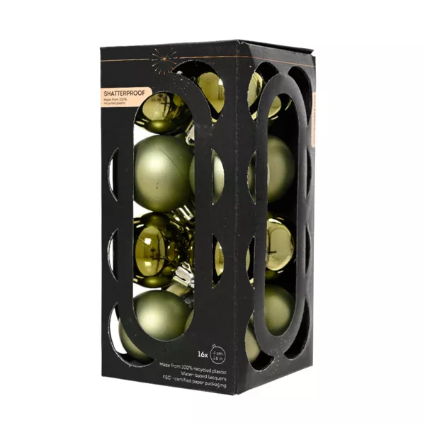 Lot de 16 boules de Noël (D40 mm) Aravis Vert romarin