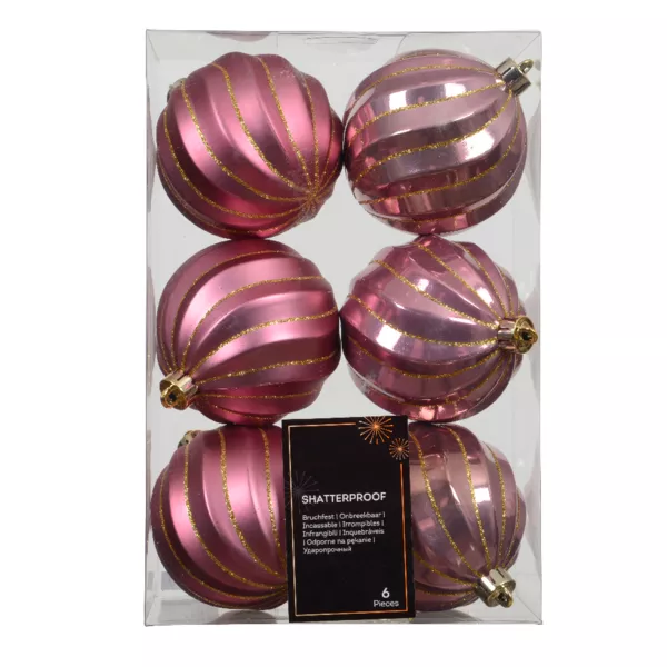 Lot de 6 boules de Nol (D80 mm) Glam chic Rose