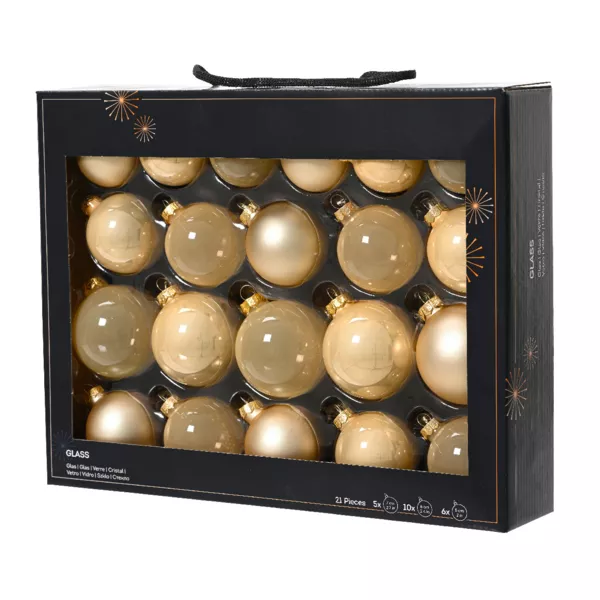 Set van 21 glazen kerstballen (D60 tot 75 mm) Assorti Kristal Parel