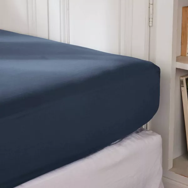 Drap housse percale de coton (90 x 190 cm) Cali Rose pêche