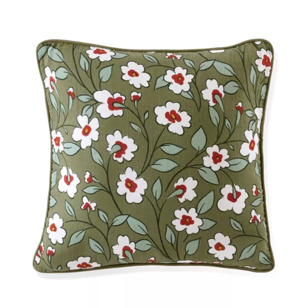 Coussin carré gaze de coton (45 x 45 cm) Gaïa marguerite Vert romarin