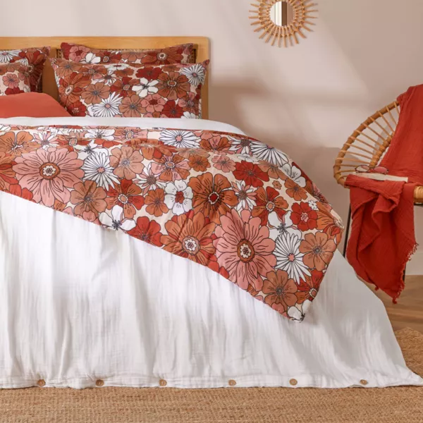 Edred�n de gasa de algod�n (90 x 200 cm) Ga�a azalea Terracotta