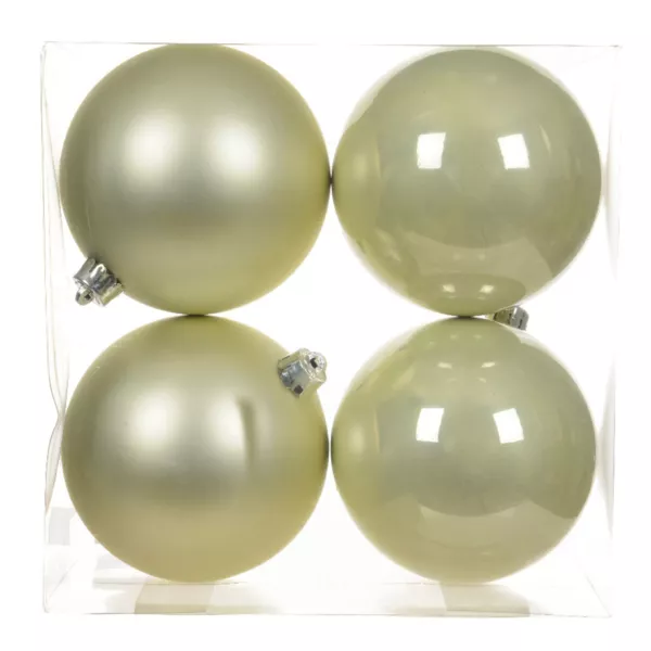Lot de 4 boules de Noël (D100 mm) Alpine Menthe blanche