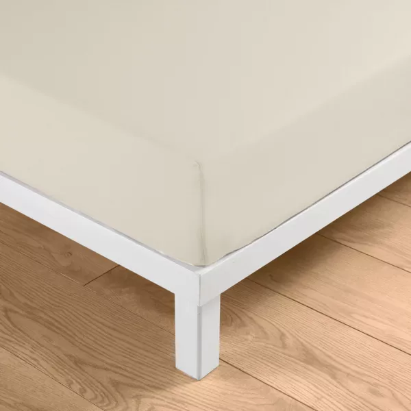Drap housse coton lavé (160 x 200 cm) Linella Ivoire