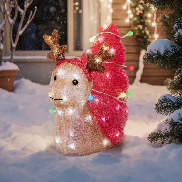 Escargot de Noël lumineux 70 LED (34 cm) Bruno Rouge et blanc froid