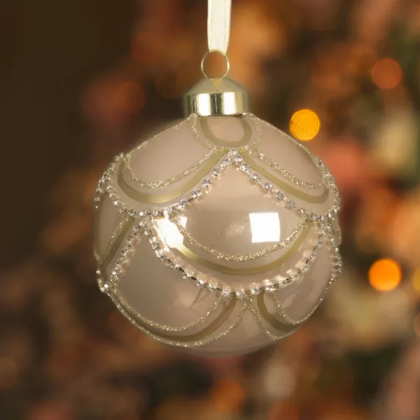 Set di 2 palline di Natale in vetro (D80 mm) Principessa Perla