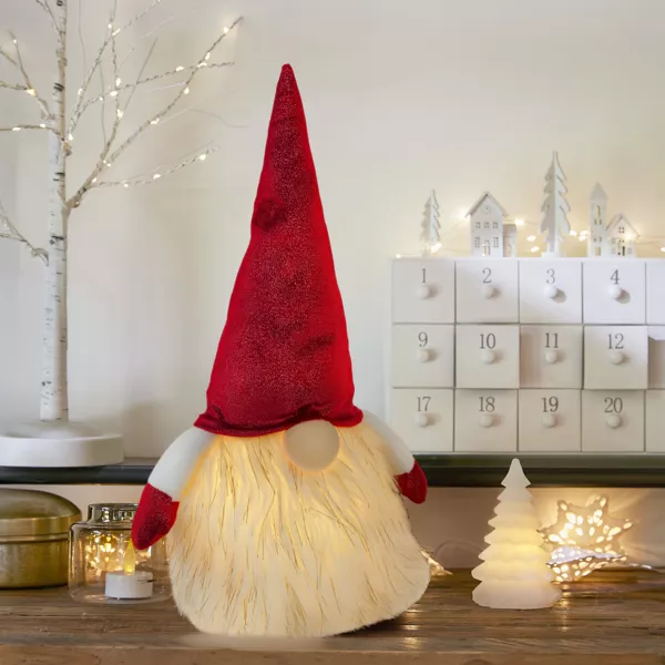 Lutin lumineux à piles (H40 cm) Rémi et bonnet Rouge