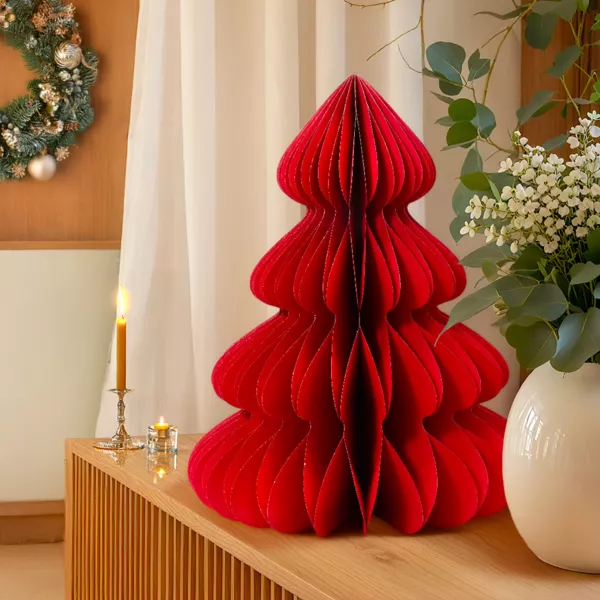 Papier-Weihnachtsbaum zum Aufstellen (H60 cm) Magnetverschluss Rot
