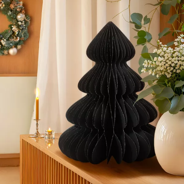 Papieren Kerstboom om neer te zetten (H60 cm) Magnetische Sluiting Zwart