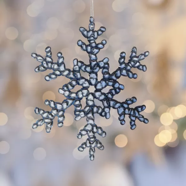 Flocon de Noël à suspendre (H15 cm) Givré Transparent bleuté