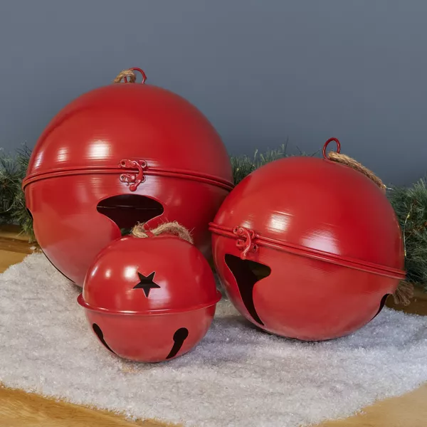 Set van 3 metalen klokken om op te hangen (D24-20-14 cm) Grison Rood