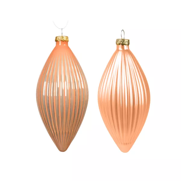 Lot de 3 boules de Noël en verre (D60 mm) Goutte précieuse Rose pêche