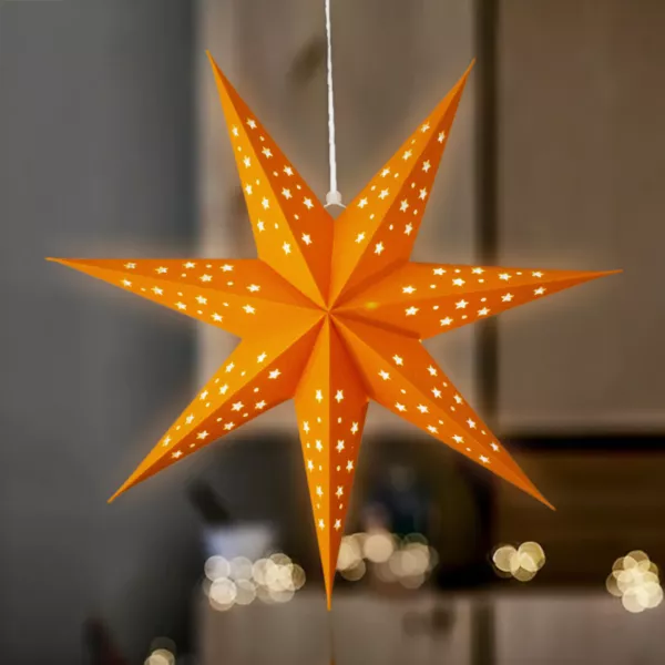 Etoile lumineuse à suspendre (H40 cm) Origami Stella Ambre et blanc chaud 