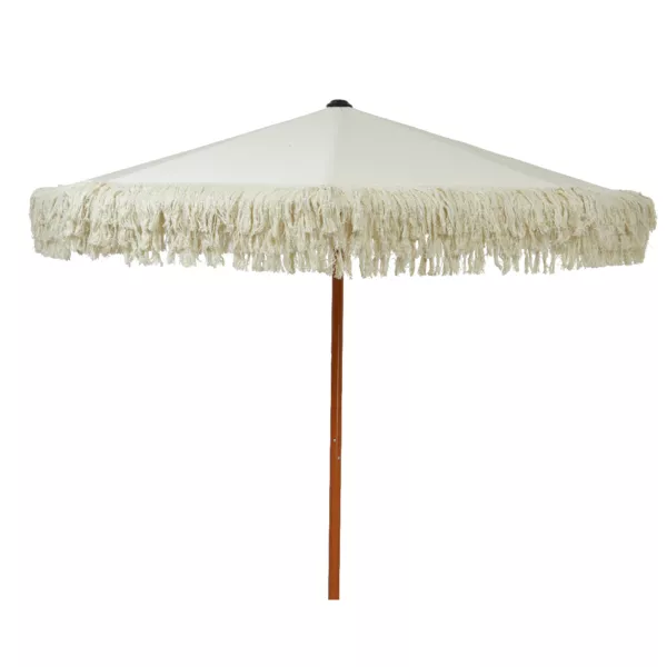 Parasol rond met franjes (D2 m) Valparaiso Ecru
