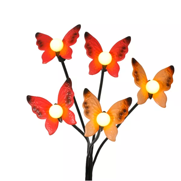 Zonne-energie Lichtdecoratie om in de grond te steken (H60 cm) Vlinders Rood en warm wit