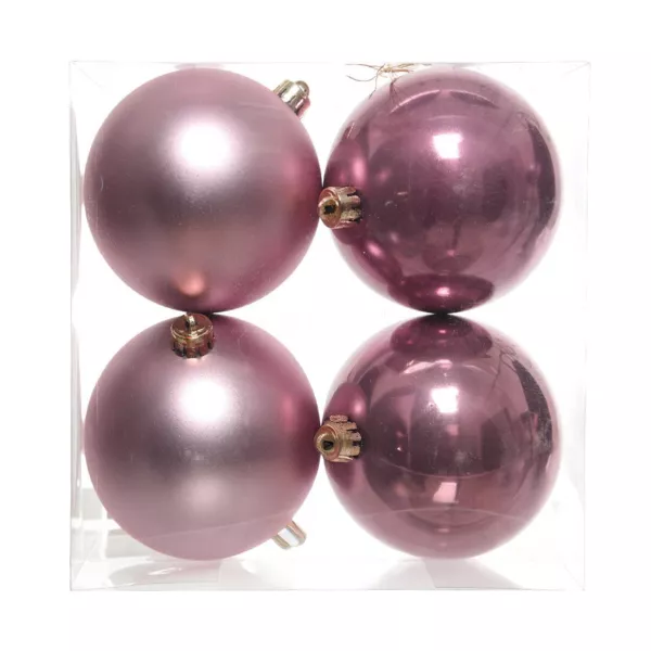 Lot de 4 boules de Nol (D100 mm) Aravis Vieux rose