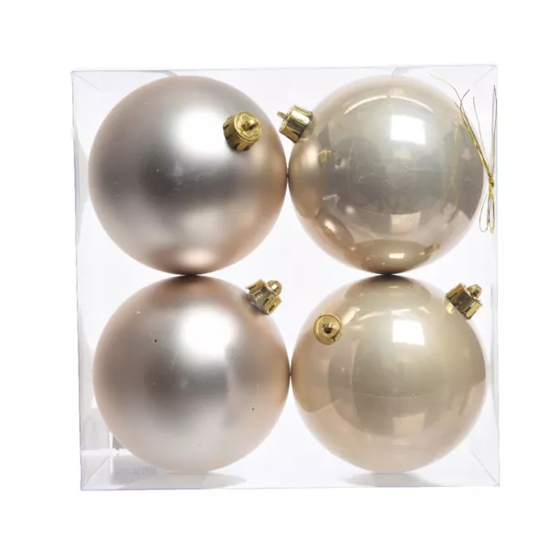 Lot de 4 boules de Nol (D100 mm) Aravis Perle