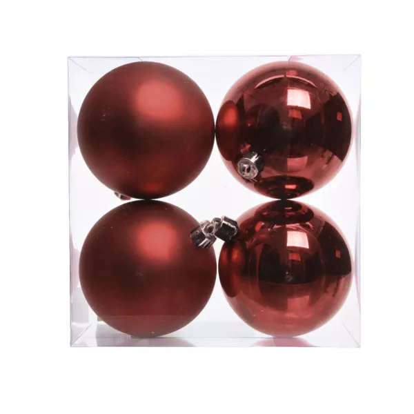 Lot de 4 boules de Nol (D100 mm) Aravis Bordeaux