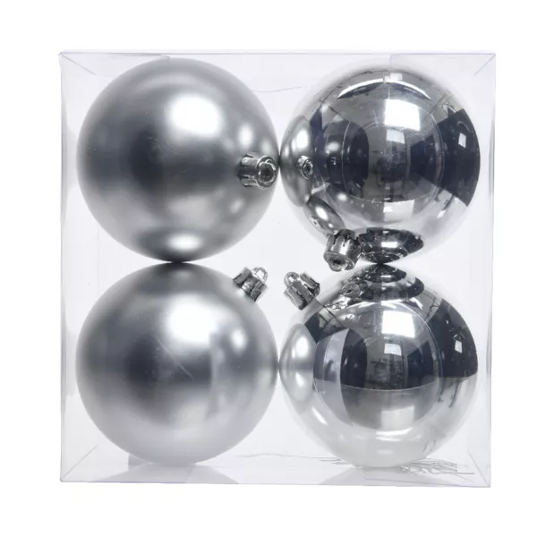 Lot de 4 boules de Nol (D100 mm) Aravis Argent