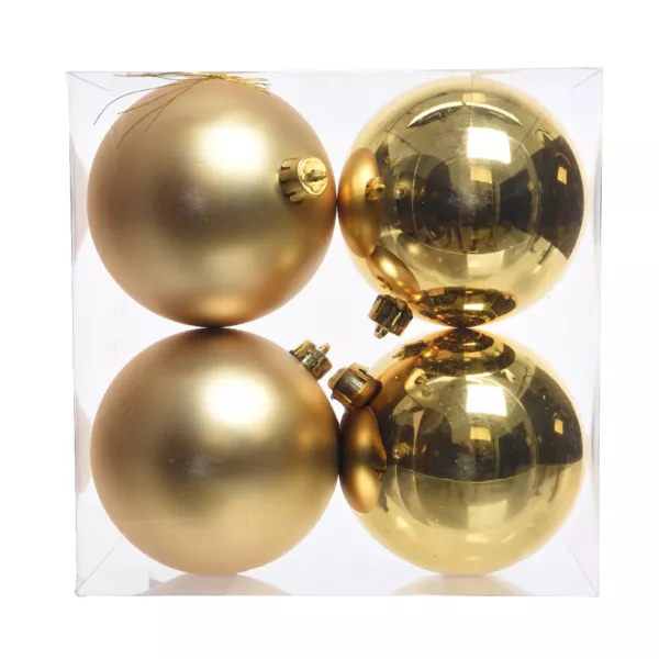 Lot de 4 boules de Nol (D100 mm) Aravis Or