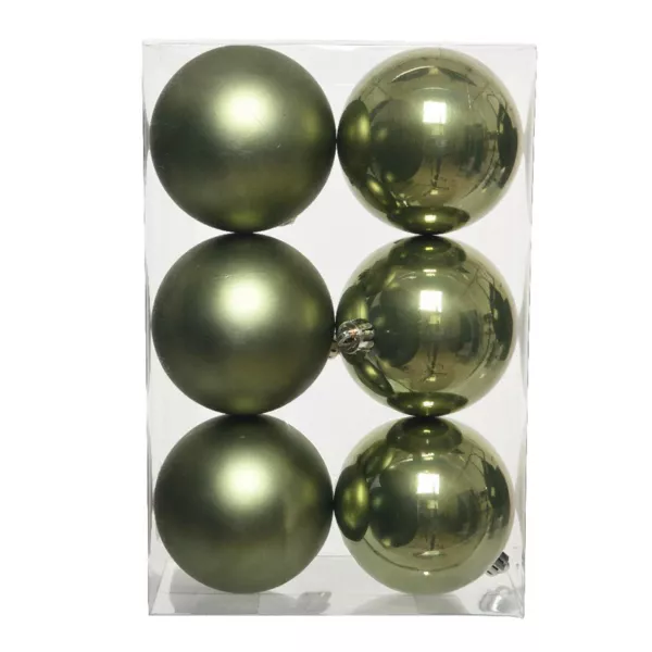 Lot de 6 boules de No�l (D80 mm) Aravis Vert romarin