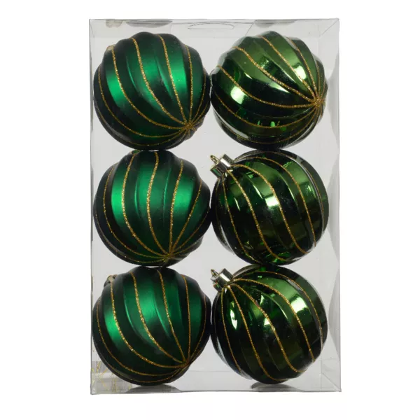 Lot de 6 boules de Nol (D80 mm) Glam chic Vert sapin
