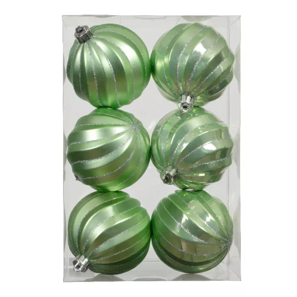 Lot de 6 boules de No�l (D80 mm) Glam chic Vert matcha