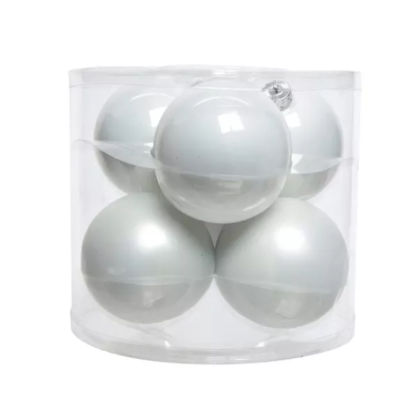 Lot de 6 boules de No�l en verre (D80 mm) Myst Blanc d'hiver