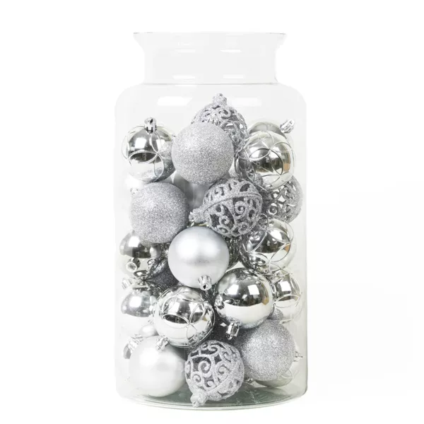 Lot de 35 boules de Nol (D60 mm) Aravis Argent