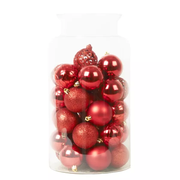 Lot de 35 boules de Nol (D60 mm) Aravis mix Rouge