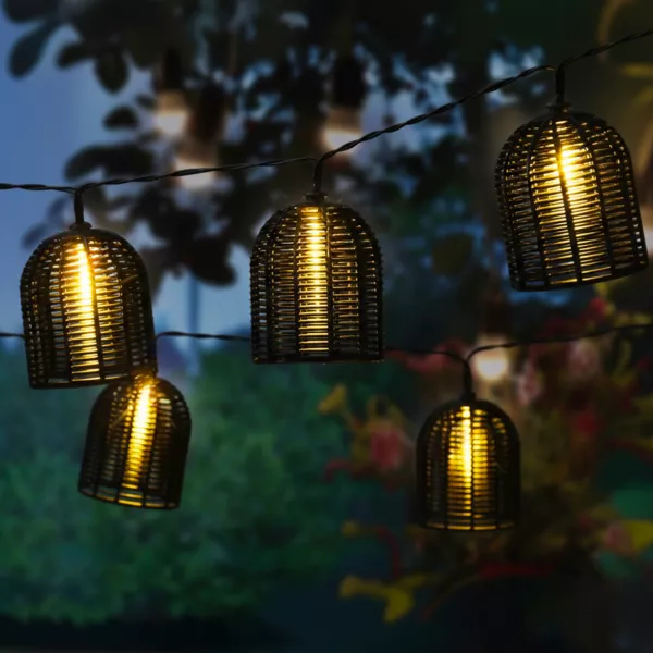 Guirnalda solar de resina trenzada con 10 LED (2,70 m) Garden chic Negro