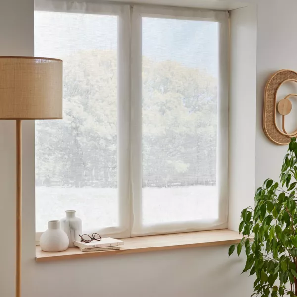 Par de visillos con trabillas efecto lino (60 x 120 cm) Luca Marfil