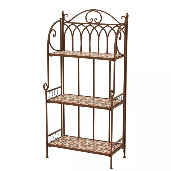 Faltbares Outdoor-Blumenregal in Mosaik-Optik (H118 cm) Madrid Braun