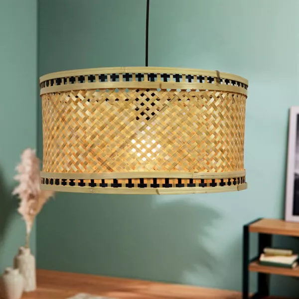 Hngelampe aus Bambus (D40 cm) Estepona Schwarz und naturfarben