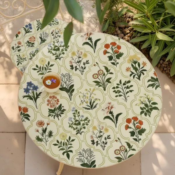 Table bistrot ronde pliable en fa�ence (D58 cm) Coimbra Cr�me