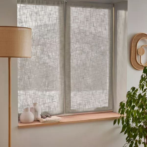 Par de visillos con trabillas efecto lino (60 x 120 cm) Robin Taupe