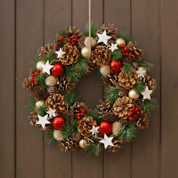 Geschm�ckter Weihnachtskranz Sterne