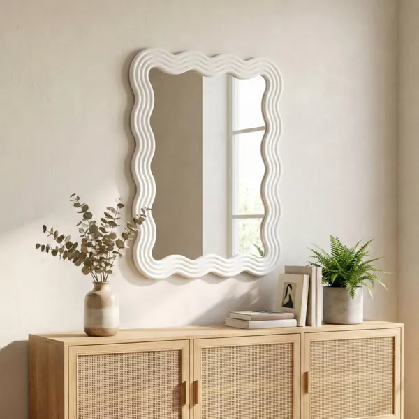 Miroir mural cadre bois (78 cm) Navasota Blanc