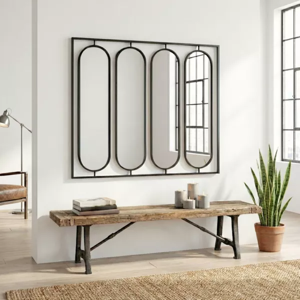 Grand miroir mural (127 cm) Indio Noir