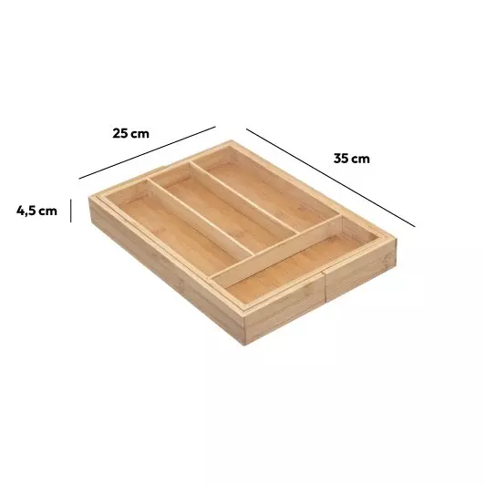 Organizador de cubiertos Bambú extensible madera Decoración